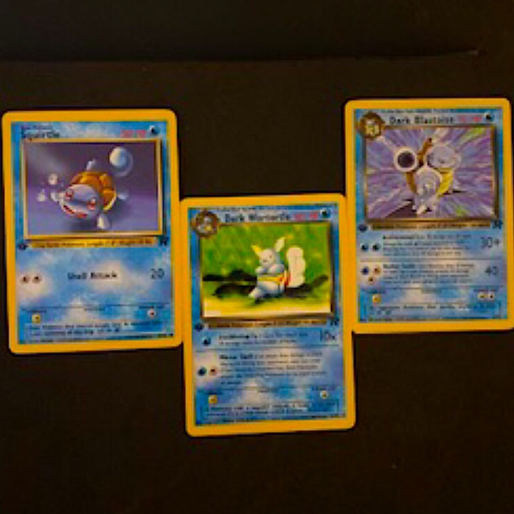 1st Edition Squirtle, Dark Wartortle,DARK BLASTOISE Pokemon Card TEAM ROCKET 🚀